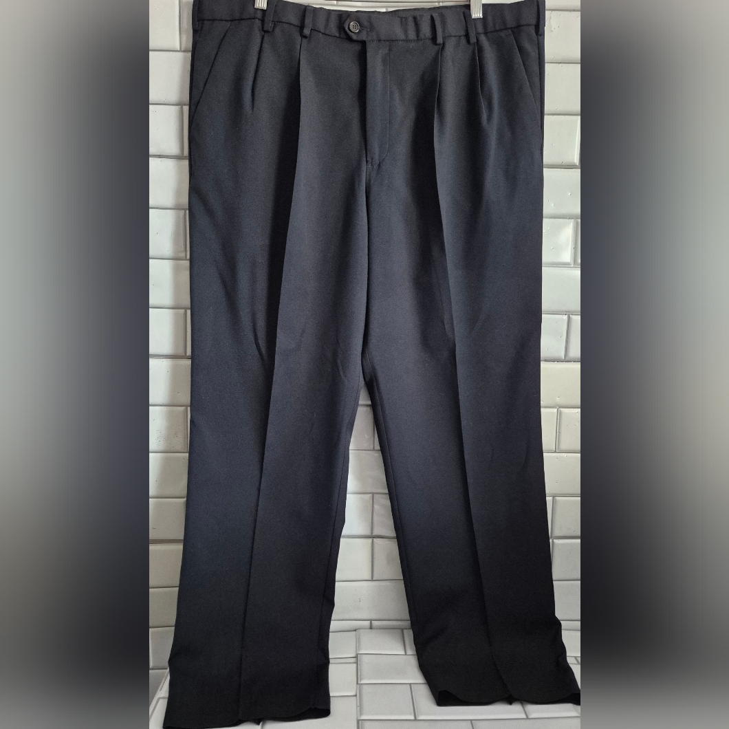 Dockers Mens Navy Blue Pant Pleated Relaxed Fit 100% Microfiber Polyester Classi